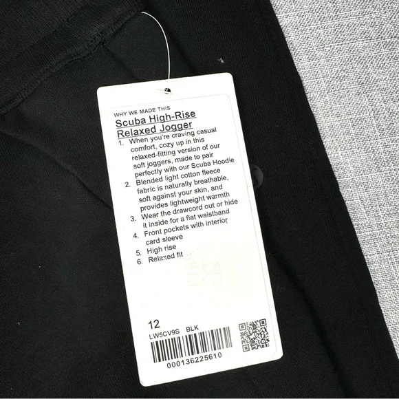 Lululemon Scuba Hogger Pants High Rise Relaxed Black Size 12 NWT - Picture 10 of 10